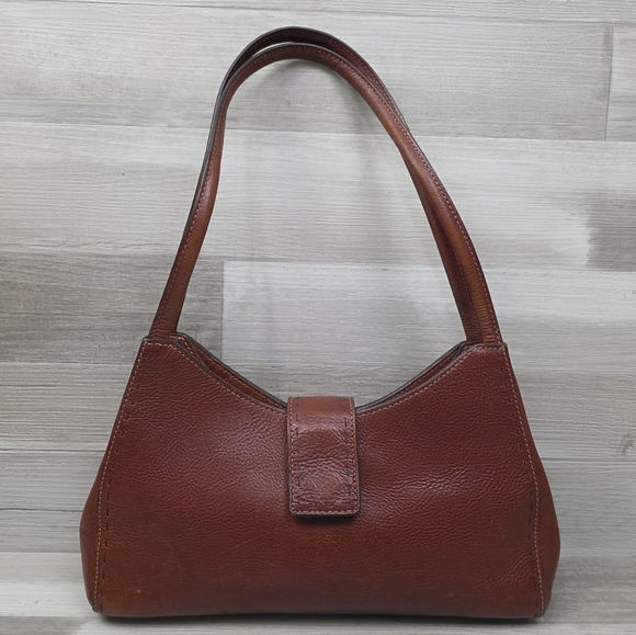 Fossil Handbags - Vintage FOSSIL Red Brown Leather Shoulder Bag ZB9094